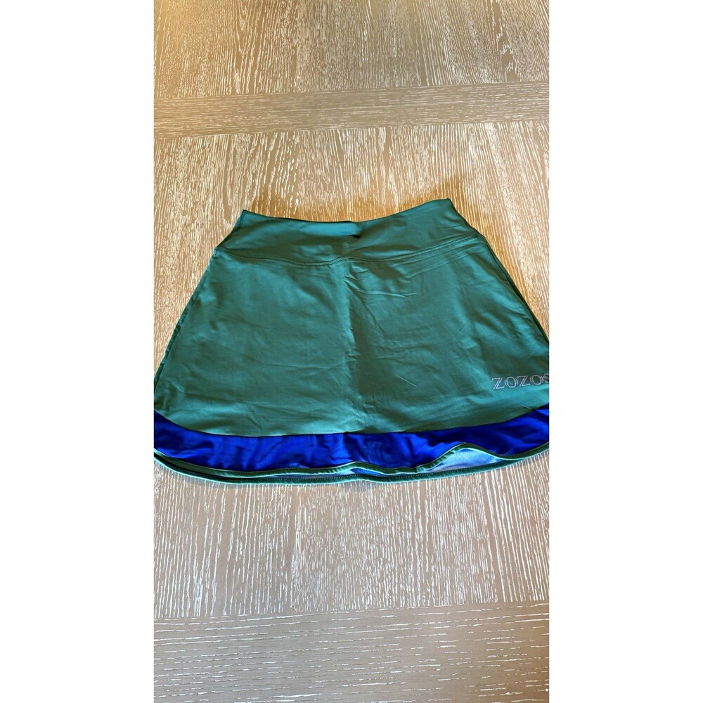 ZOZOS Women's Tennis Athletic Skort Pull-On Stretch Colorblock Green Blue L